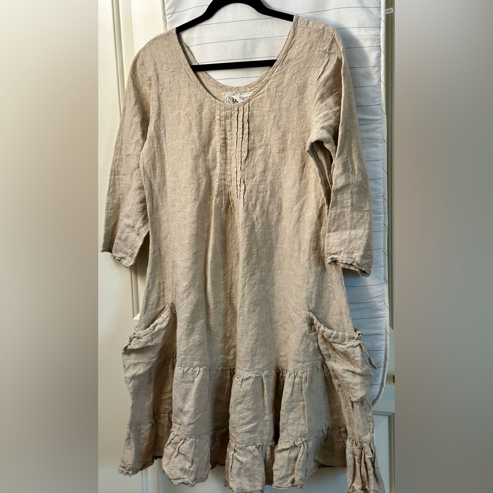Linen Dress by Hearts Desire Boho Chic size Small